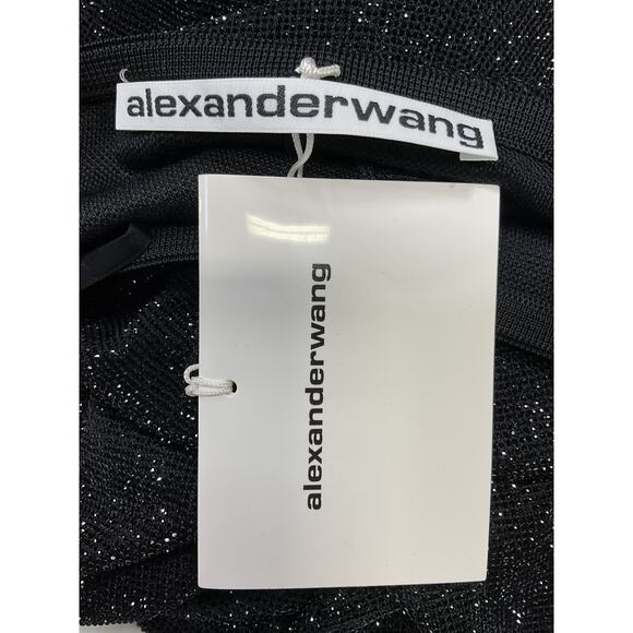 Alexander Wang Black Viscose Sheer Boot Leg Pant With Clear Bead Hotfix Size XS - Picture 4 of 5
